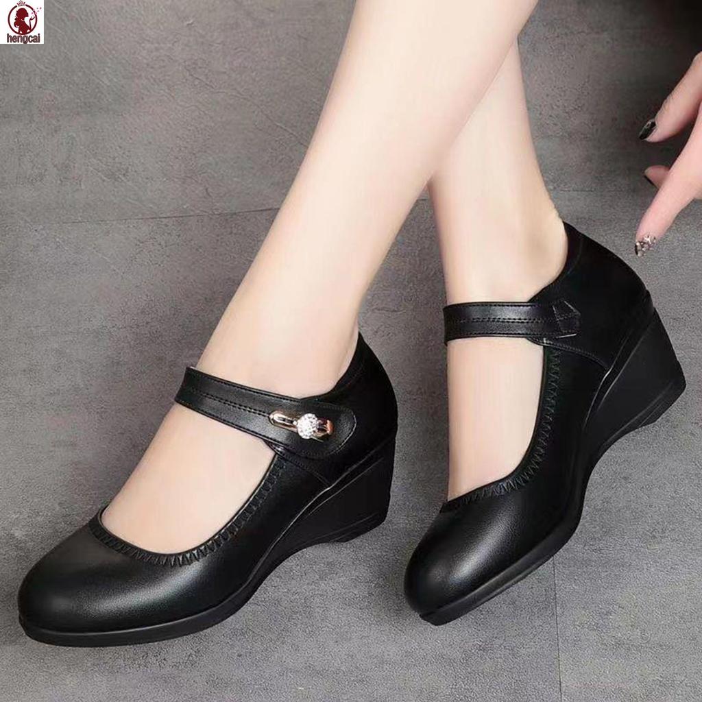 Giày Da PU Mềm Nữ Nhẹ Chống Trơn Trượt Giày Thường Cho Mùa Thu Xuân Đầu Mùa Hè