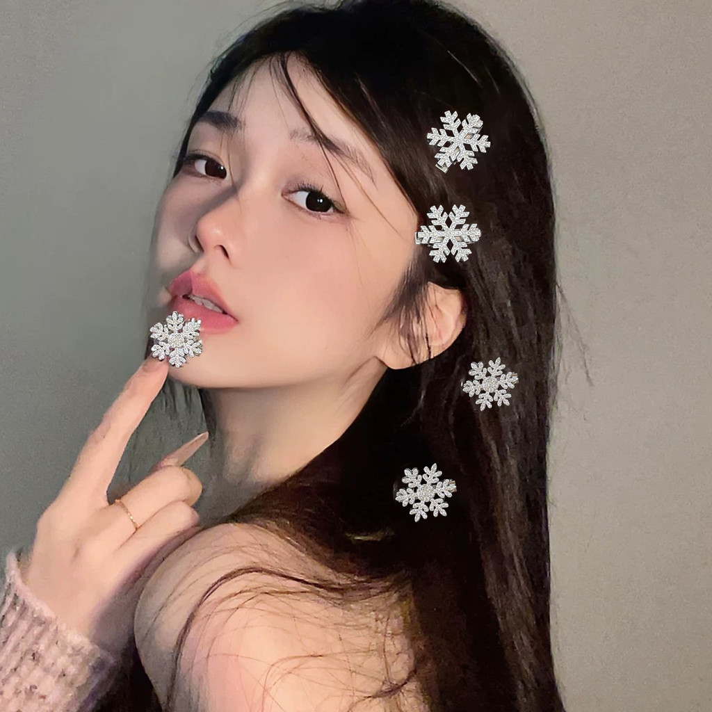 Bộ Kẹp Tóc Kim Cương Giả Bông Tuyết - Phụ Kiện Tóc Móng Vuốt Lấp Lánh Cho Tiệc Giáng Sinh, Nhẹ & Thoải Mái, 2 / 4 / 6 CÁI