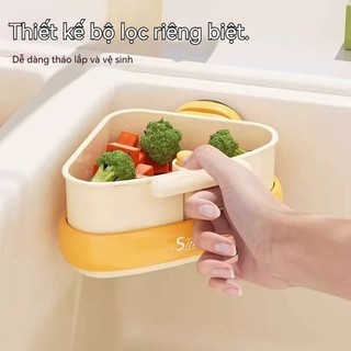 Giỏ Lọc Rác Bồn Rửa Chén Hình Tam Giác Hút Chân Không Gắn Bồn Rửa Bát Không Cần Khoan Siêu Tiện Dụng