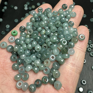 Ngọc Jadeite Tự Nhiên - Hạt Nước Xanh 6x3mm Lỗ 2mm - Dùng Để Làm Vòng Tay