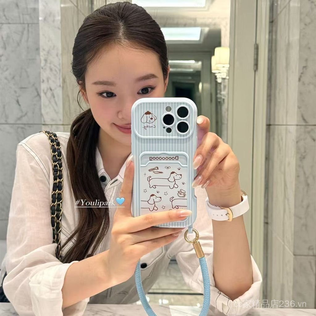 Sọc Xanh Thích Hợp Cho Chó iPhone17PROMAX Ốp Điện Thoại 16 Phong Cách Mới 15pro Silicon Mềm Ốp Lưng Tay