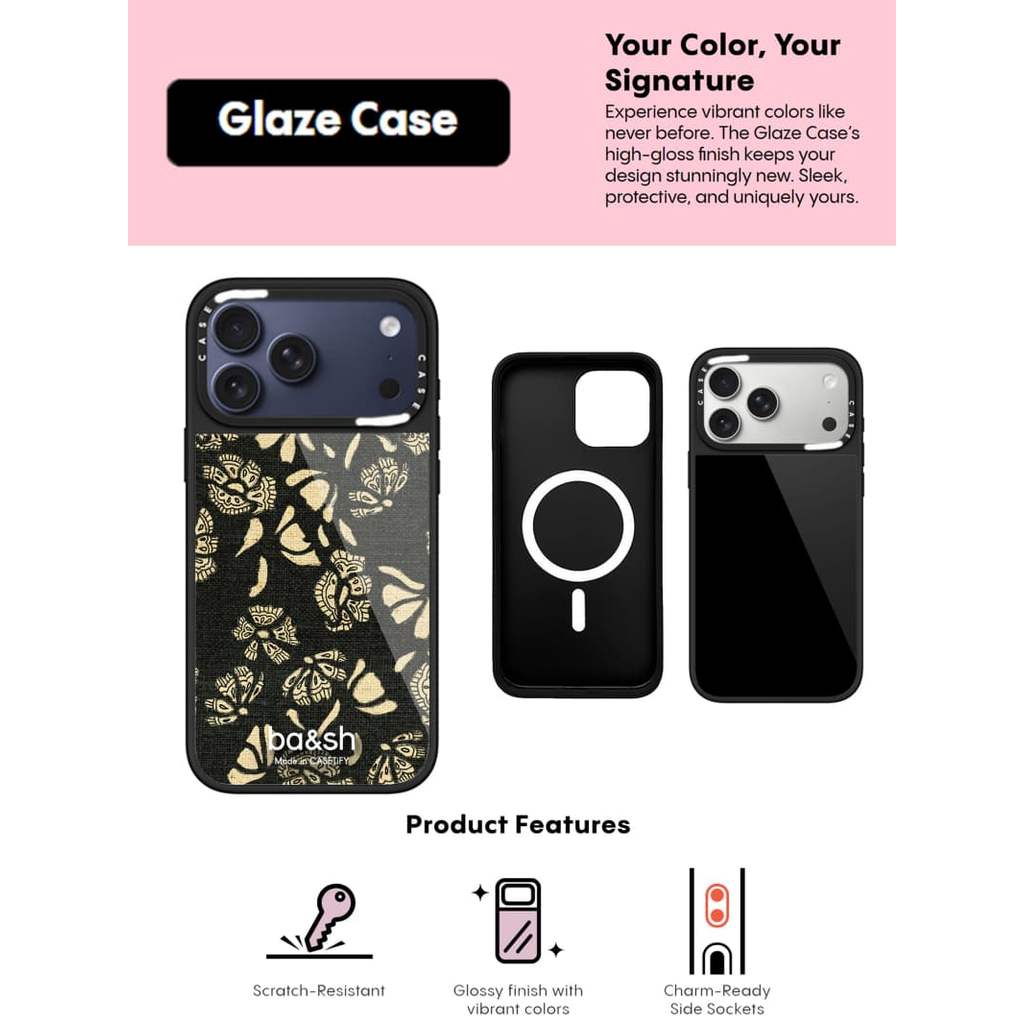 CASECASE X ba & sh Aure Line Case Vỏ kính hút từ tính chống trầy xước cho IPhone 17 Air 16 15 14 Pro Max Plus Ốp lưng cứng có hộp khắc logo