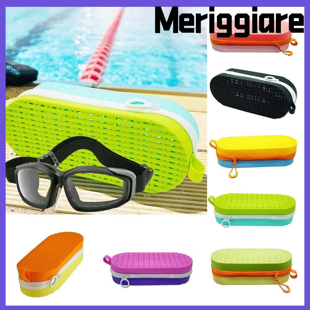 Hộp lưu trữ kính bơi MERIGGIARE, Hộp kính mềm thoáng khí, Giá đỡ kính Thiết bị bơi lội Phụ kiện đeo mắt Kính mắt đọc sách silicon Nam Nữ