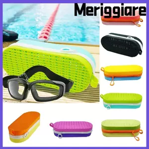 Hộp lưu trữ kính bơi MERIGGIARE, Hộp kính mềm thoáng khí, Giá đỡ kính Thiết bị bơi lội Phụ kiện đeo mắt Kính mắt đọc sách silicon Nam Nữ