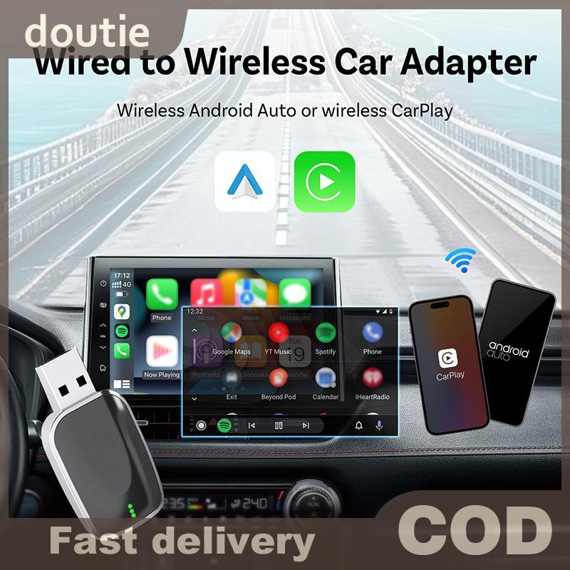 Doutie 2in1 Wireless CarPlay Android Auto Adapter AI Box Plug & Play Kết nối tự động Tương thích với 99% ô tô cho đài phát thanh ô tô VN