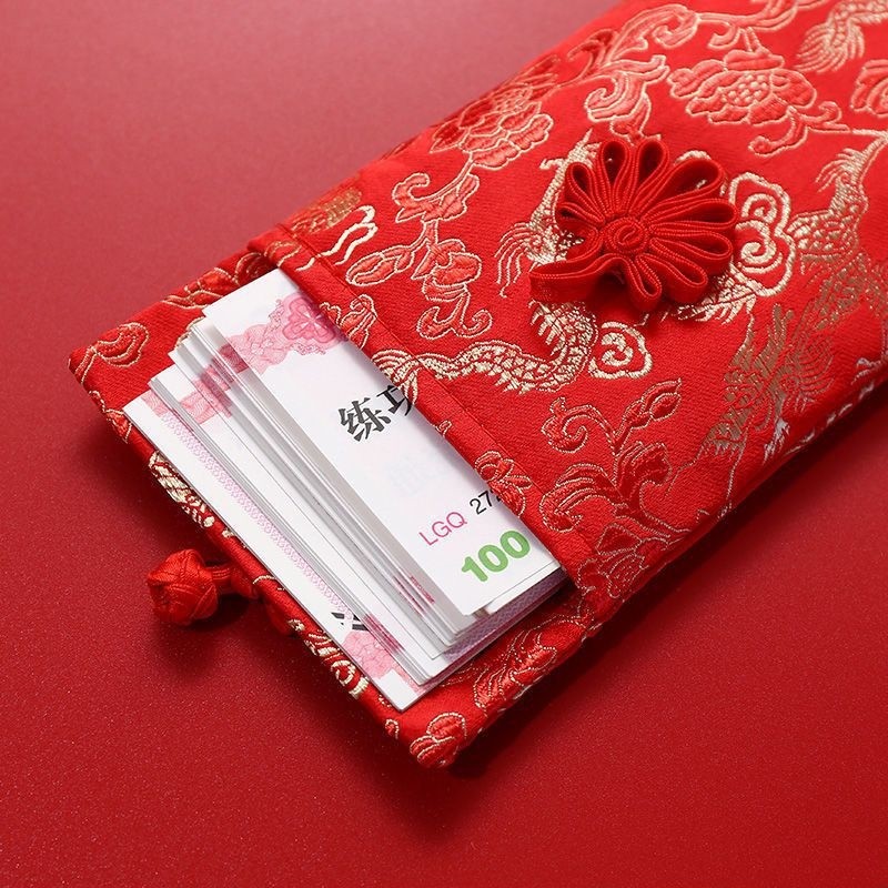 Lễ kỷ niệm đám cưới năm mới thêu phong bì màu đỏ Túi đựng tiền bằng vải