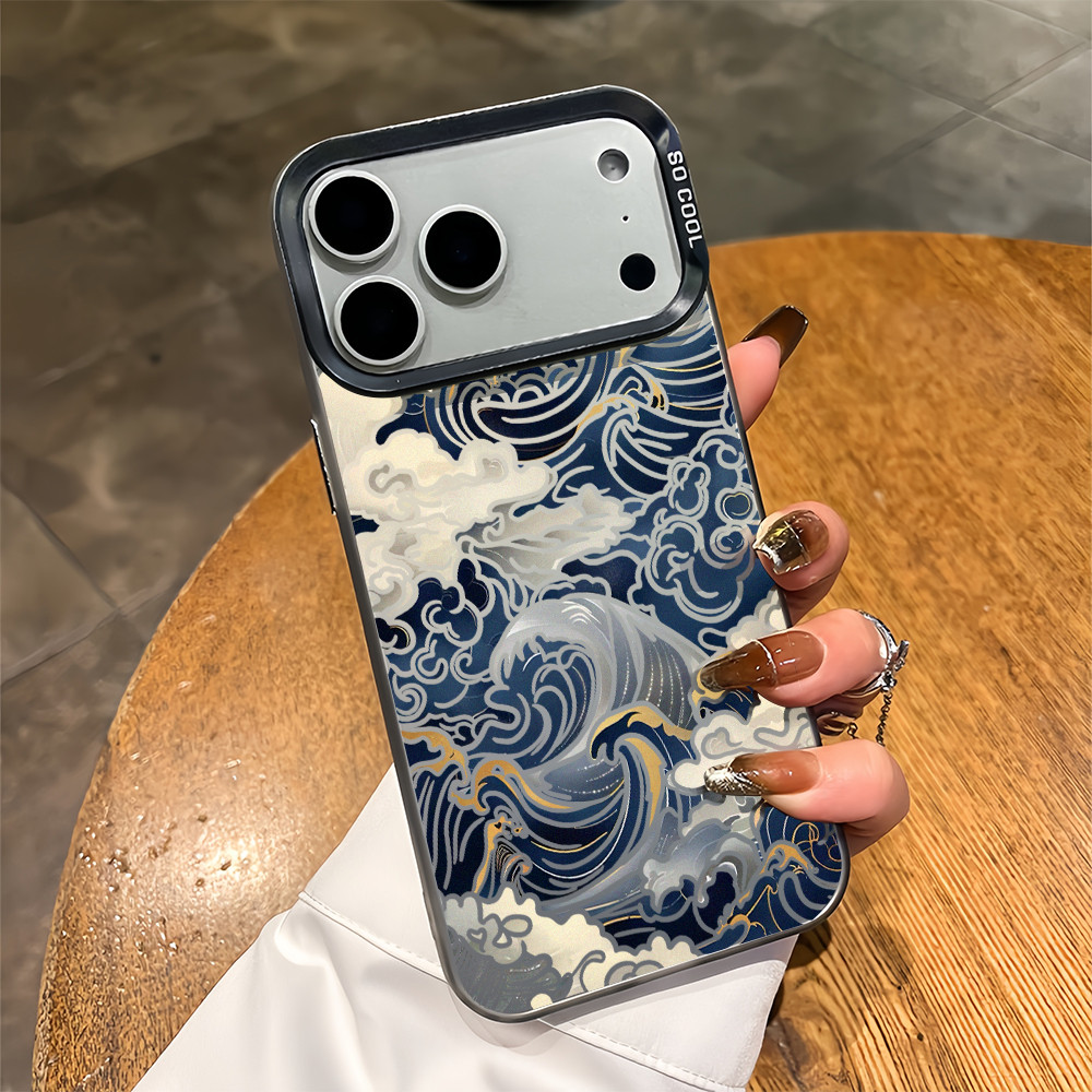 Dành Cho iPhone 17 Pro Max 16 Pro / 15 14 13 The Great Wave off Kanagawa Micro Frosted Ốp Điện Thoại iPhone 12 11 X Xr 7 8 SE Vỏ iPhone Chống Sốc