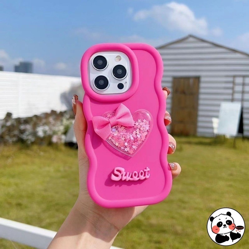 Ốp Điện Thoại Tình Yêu Lấp Lánh 3D Wave Cho Moto Edge 60 60S Pro 50 Fusion 40 Neo G85 G56 G100 Pro 5G 4G Vỏ Mềm Màu Kẹo Macaron Dễ Thương