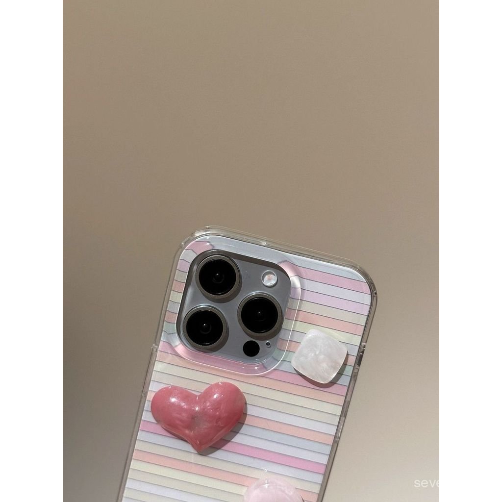 Ốp Điện Thoại Thích Hợp Cho iPhone 7 8 X XS XR XSMAX 11 12 13 14 15 16 Pro max Plus ins Phong Cách Dây Xích Tình Yêu Sọc Nhiều Màu Sắc Chống Sốc Vỏ Bảo Vệ Chống Sốc Bao Gồm Tất Cả AZB4