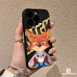 Ốp Lưng Cho Iphone 13 12 11 14 16 17 15 Pro Max 7Plus Air XS X XR Max 15 8 16 14 7 Plus SE Hoạt Hình Ôm Mặt Dễ Thương Judy Nick Cặp Đôi Nếp Nhăn Không Đều Matte Cover