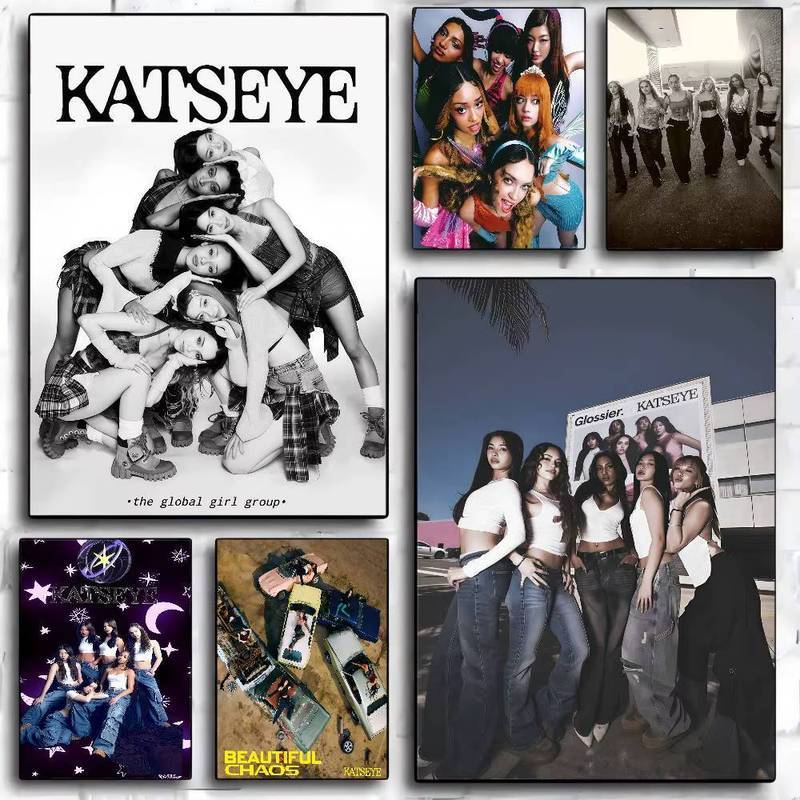 K Katseye Kpop Ban Nhạc Poster Chất Lượng Cao Thẩm Mỹ Treo Tường Nghệ Thuật Không Khung Vải Chống Thấm Nước Nhà Phòng Khách Ký Túc Xá Trang Trí
