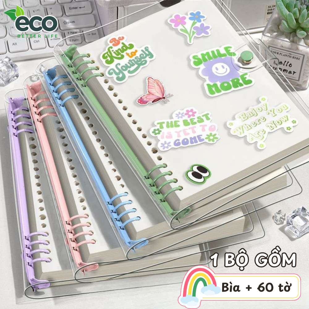 Sổ Tay Lò Xo Bìa Còng Trong Suốt A5/A6, Sổ Ghi Chép Học Tập Chống Thấm Nước