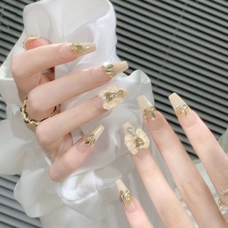 Máy Đeo Móng Tay Nơ Kim Cương Nhấp Nháy Làm Móng Tay Phong Cách Trung Bình Tính Khí Miếng Móng Tay Giả Cưới Sinh Viên Móng Tay Phong Cách Phù Hợp Với 2025.11.