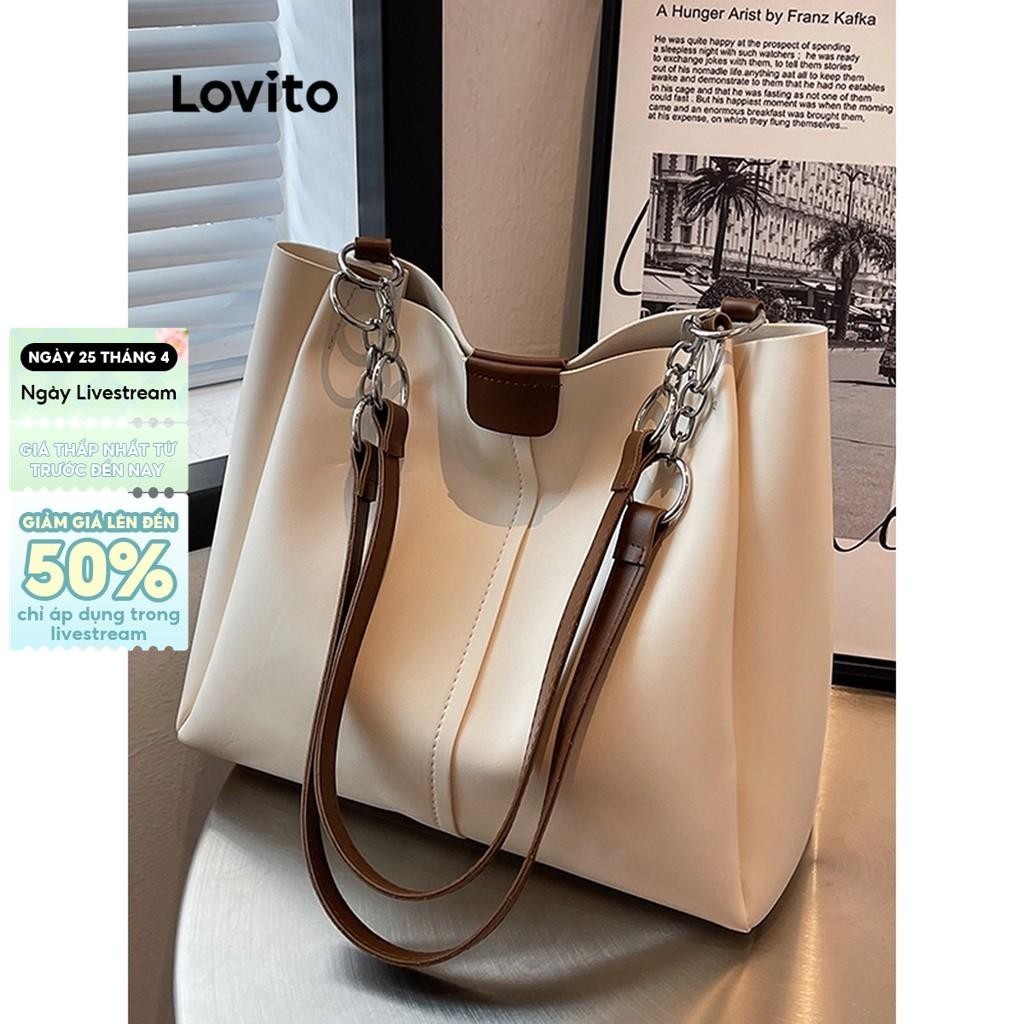 Lovito Túi Tote Đeo Vai Thường Ngày Trơn Công Suất Cao Kết Cấu Tất Cả Các Mùa Túi Tote Đeo Vai Cho Nữ LFA04285