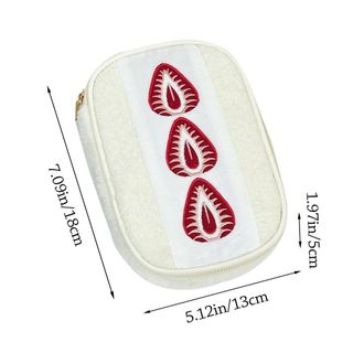 Túi đựng bút SOULSPACE, Túi trang điểm thêu dễ thương bánh Sandwich dâu tây, Túi đựng văn phòng phẩm sang trọng mờ đa chức năng bền bỉ Văn phòng học