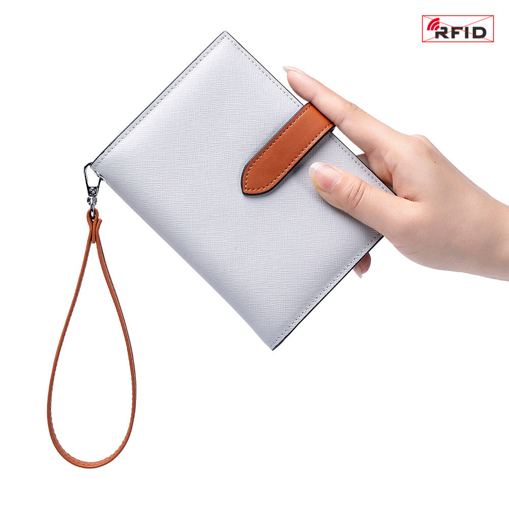 Giá đỡ hộ chiếu cổ tay bằng da thật mỏng nhẹ có chức năng bảo vệ RFID, Thích hợp để lưu trữ vé máy bay tài liệu