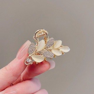 MAUROPOLI Kẹp tóc kim cương giả tinh tế, tai lúa mì, lá mắt mèo, kẹp cá mập, đầu sau