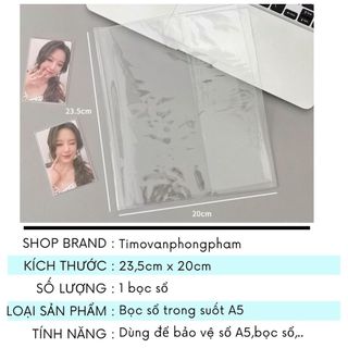 Bọc Sổ A5 Trong Suốt Bìa Sách Bảo Vệ Binder Timo VPBL15-M13