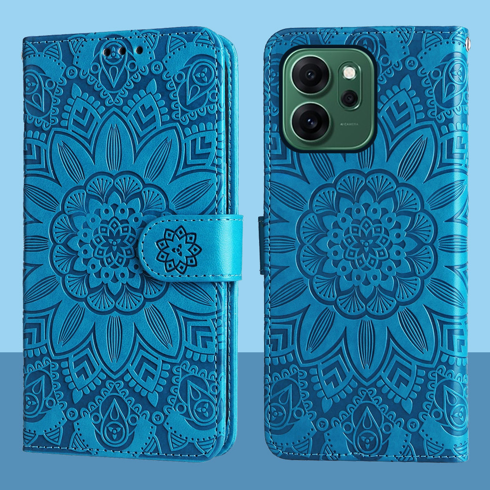 Ví da từ tính Flip Case cho OPPO Reno14 F Reno 14F 5G Vỏ điện thoại hoa hướng dương dập nổi