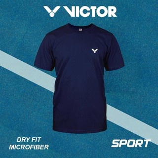 VICTOR Áo sơmi ngắn tay 100% bông hữu cơ, in hình thể thao cổ tròn, phù hợp cho cả nam và nữ