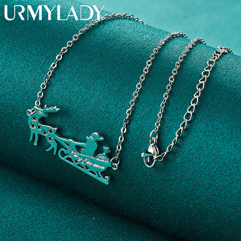 URMYLADY Mặt Dây Chuyền Sled Giáng Sinh Bạc 925 Chất Lượng Cao, Phù Hợp Cho Nữ Thời Trang