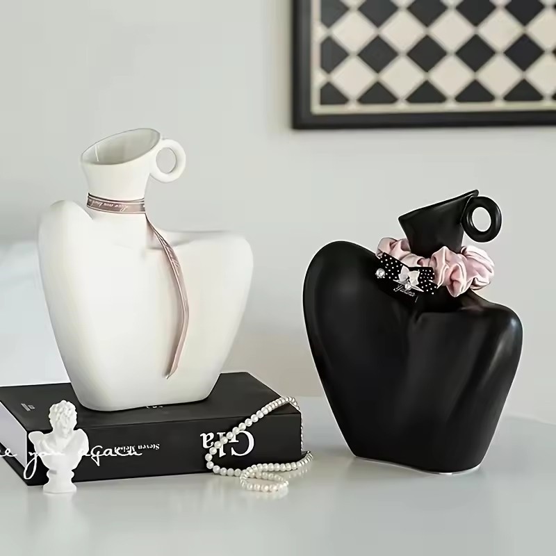Bình hoa hình cơ thể con người sang trọng - Đế trưng bày trang sức vòng cổ cổ cổ điển tinh tế