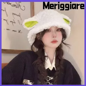 Mũ ngư dân MERIGGIARE, Giữ ấm mùa thu đông Mũ tai cừu, Hoạt hình dễ thương Thoải mái Mũ sang trọng dành cho nữ