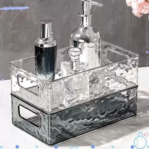 Giỏ đựng đồ để bàn DAYBREAK, Hộp đựng mỹ phẩm kết cấu sông băng trong suốt, Hộp đựng đồ trang sức văn phòng phẩm có thể xếp chồng lên nhau dung tích lớn sang trọng Văn phòng tại nhà