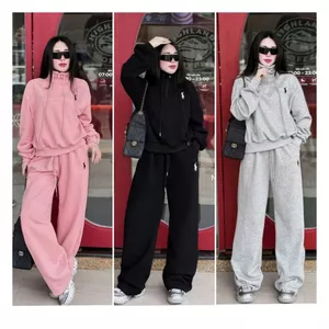 Sét bộ đồ thêu ngựa có khoá cổ chất nỉ 2da mịn ấm lên phom xinh-túi díppp -quanao94