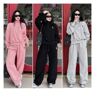 Sét bộ đồ thêu ngựa có khoá cổ chất nỉ 2da  mịn ấm lên phom xinh-túi díppp  -thuba94