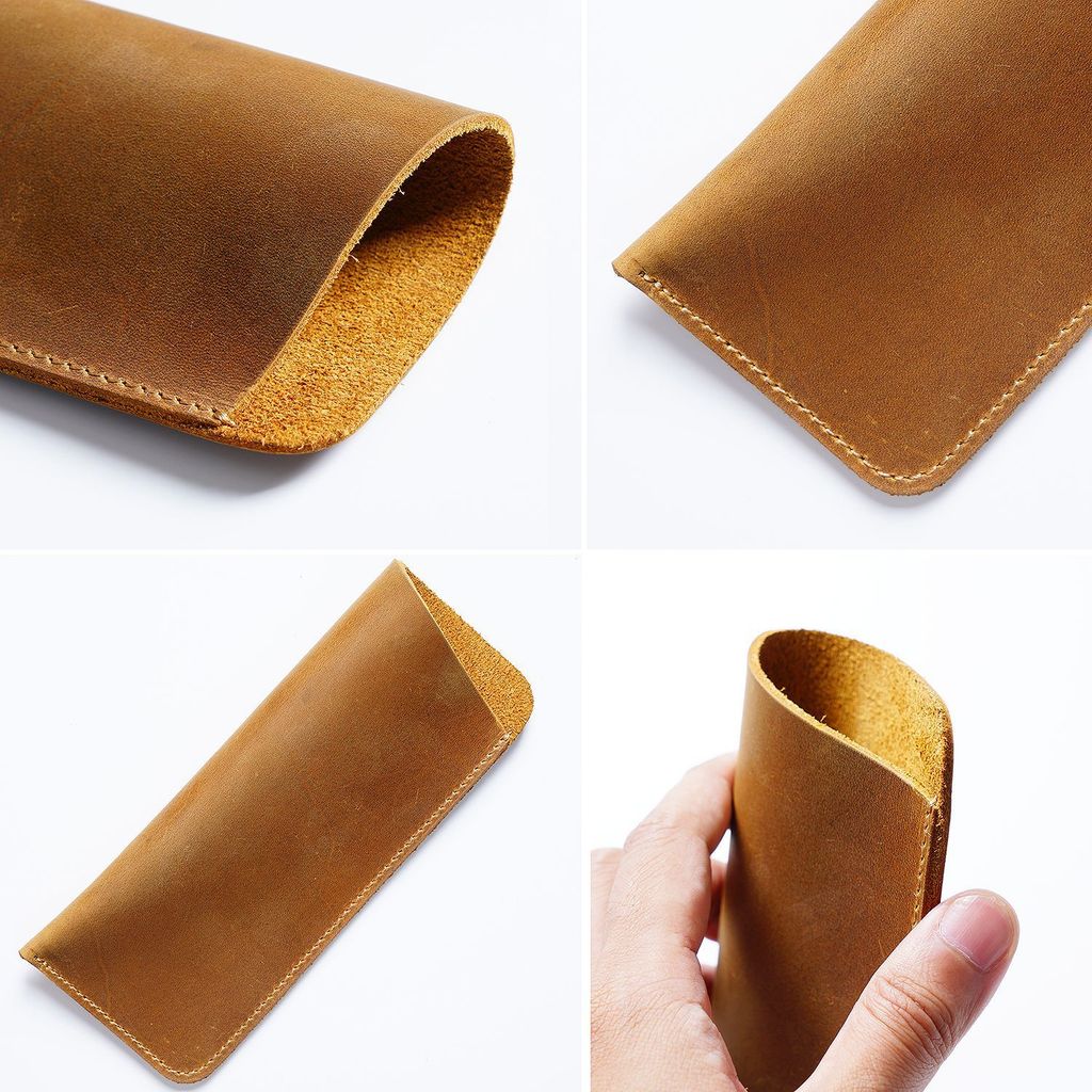 Túi đựng kính da bò di động, kính đọc sách đơn giản Hộp đựng kính cận thị