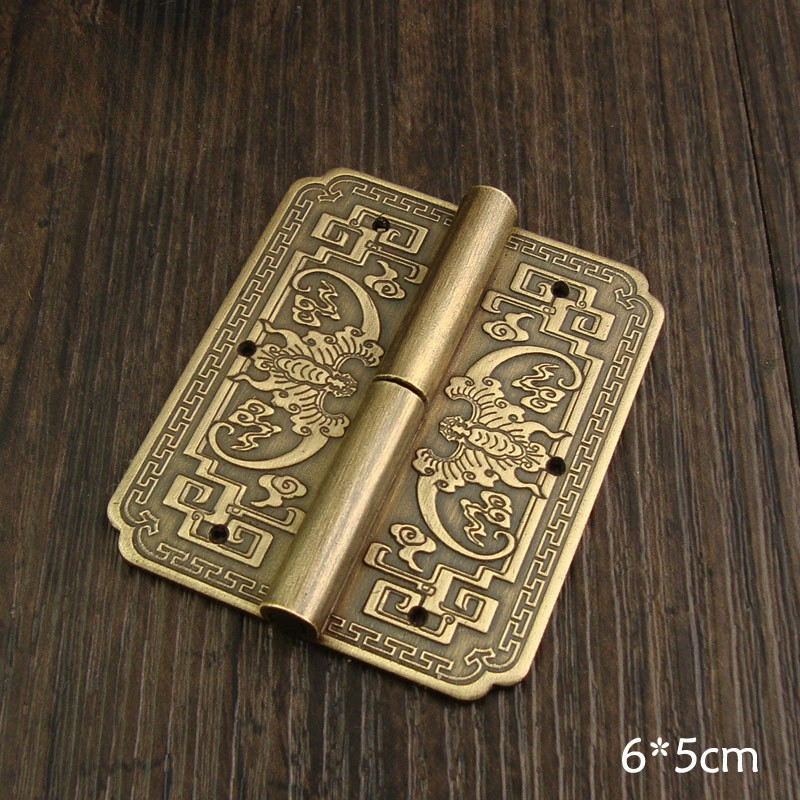 Mới Trung Quốc Cổ Bản Lề Cổ Điển Nội Thất Phụ Kiện Tủ Quần Áo Tủ Sách Loại Bỏ Cửa Đồng Nguyên Chất Bản Lề Bát Lá Rời Bản Lề
