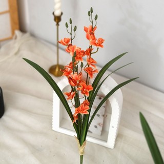 Hoa Lan Giả Vũ Nữ Địa Cao Cấp Trang Trí Nhà Cửa Decor Đẹp Giống Thật 49cm Cành Lụa Để Bàn Phòng Khách Văn Đám Cưới Chụp Ảnh Vintage Hiện Đại Pastel Cam Hồng Vàng Nhạt Bền Màu Không Phai Sang Trọng Phụ Kiện Cắm Bình Quà Tặng Tiểu Cảnh Thẩm Mỹ Nghệ Thuật
