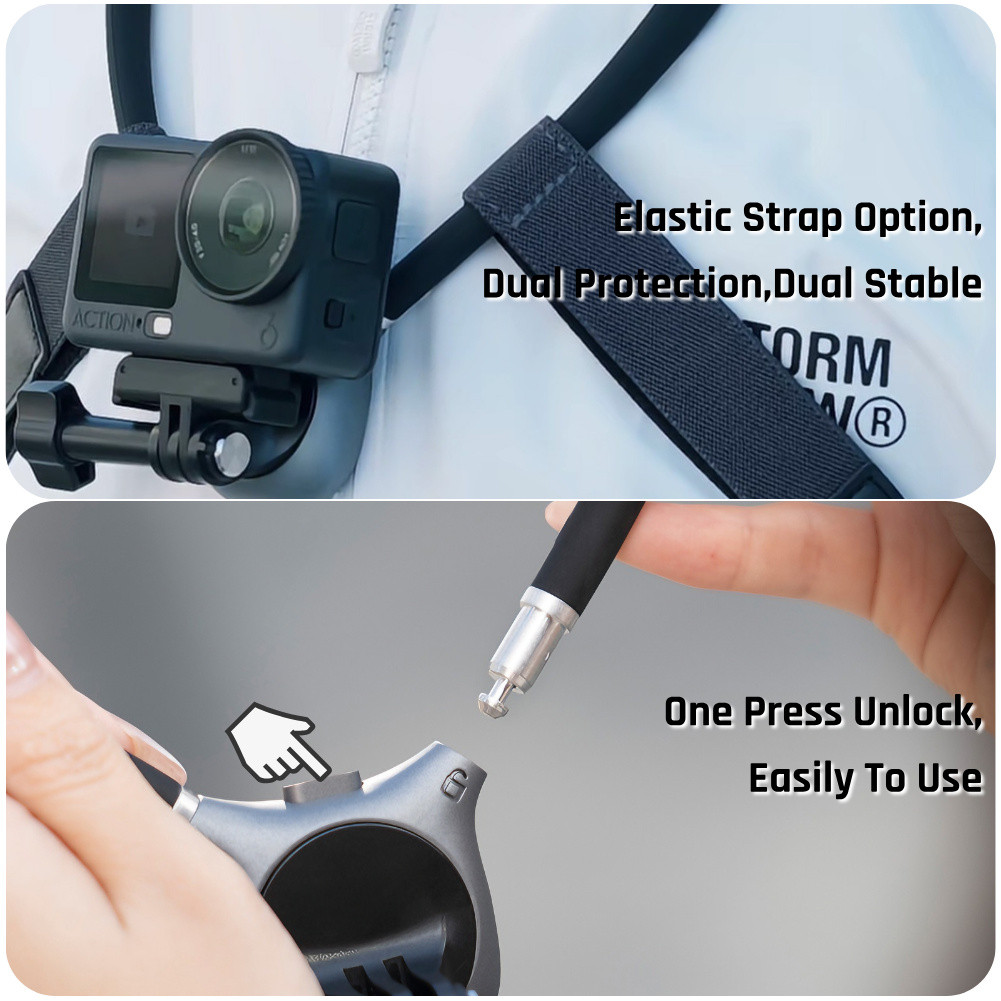 INOVAGEN Giá đỡ cổ POV từ tính thế hệ mới cho GoPro, DJI, Insta360 & Điện thoại, Chống rung & lấp đầy ánh sáng Tương thích, Dây đeo đàn hồi, Giá đỡ điện thoại gắn cổ