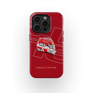 Charles Leclerc 2025 Mũ bảo hiểm Ferrari Livery F1 – CL16 Edi Ốp điện thoại thích hợp cho iPhone17 16Pro 16e 15ProMax 14Pro 13 12 13mini Samsung S24 S22 S25 2in1 ốp lưng cứng bóng