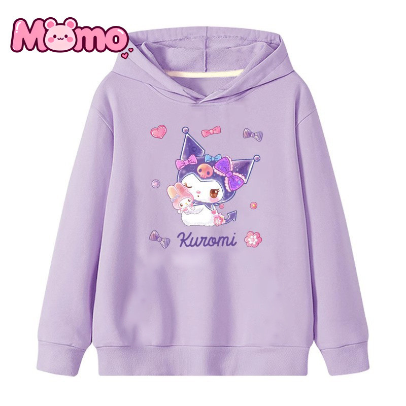 Quần Áo Trẻ Em Kuromi Áo Chui Đầu Có Mũ Trùm Đầu Mới In Hình Hoạt Hình Thường Ngày Cho Trẻ Lớn Tuổi