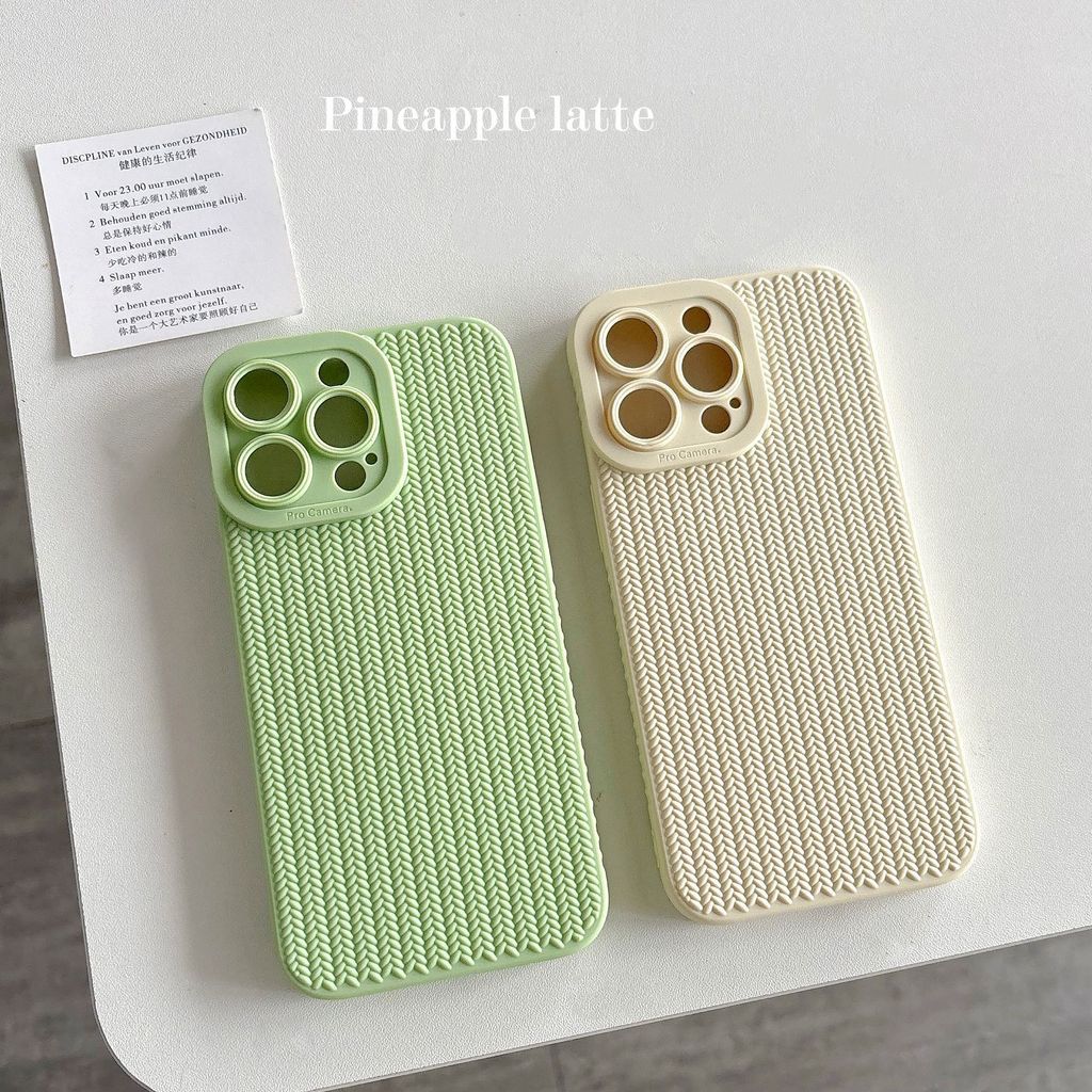Họa tiết dệt Thích hợp cho iPhone16promax iPhone 13 Lỗ lớn chống sốc 14 Vỏ bảo vệ 15om đơn giản