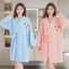 Váy Choàng Tắm Lông Cừu San Hô Mềm Mại Thấm Hút, Áo Choàng Ngủ Dài Tay Giữ Ấm Cho Nữ Có Dây Buộc