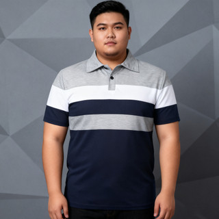 Oversize Áo Sơ Mi Polo Nam, Tay Ngắn, Sọc Contrasting, Cổ Lật, Phù Hợp Công Sở
