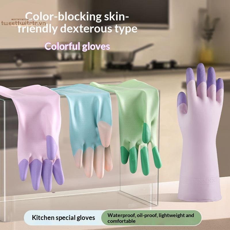 TRTR Silicone Rửa Bát Găng Tay Vệ Sinh Đồ Dùng Nhà Bếp Chống Trượt Tiện Lợi Dài Rửa Bát Găng Tay Có Thể Tái Sử Dụng Hộ Gia Đình VN