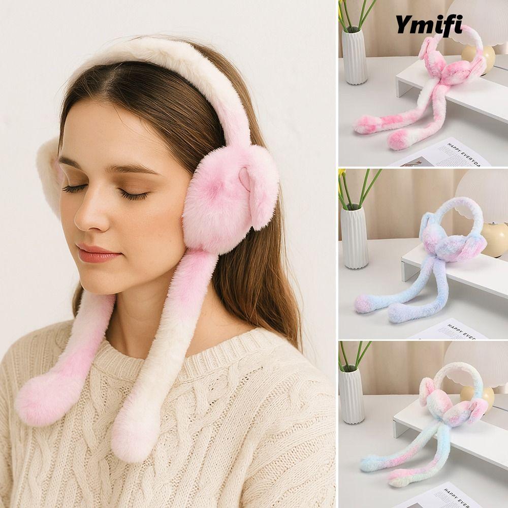 Bịt tai thỏ YMIFI, Bịt tai nhảy di chuyển đầy màu sắc mùa đông ấm áp, Máy sưởi tai sang trọng mềm mại dễ thương dành cho nữ Cô gái