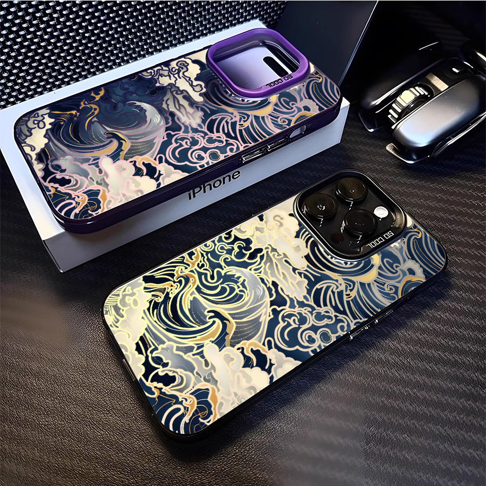 Dành Cho iPhone 17 Pro Max 16 Pro / 15 14 13 The Great Wave off Kanagawa Micro Frosted Ốp Điện Thoại iPhone 12 11 X Xr 7 8 SE Vỏ iPhone Chống Sốc