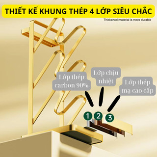 Giá Cài Vung Nồi Đa Năng 3 Tầng Phong Cách Bắc Âu, Khung Thép Chịu Lực  Không Hoen Gỉ, Tiện Lợi