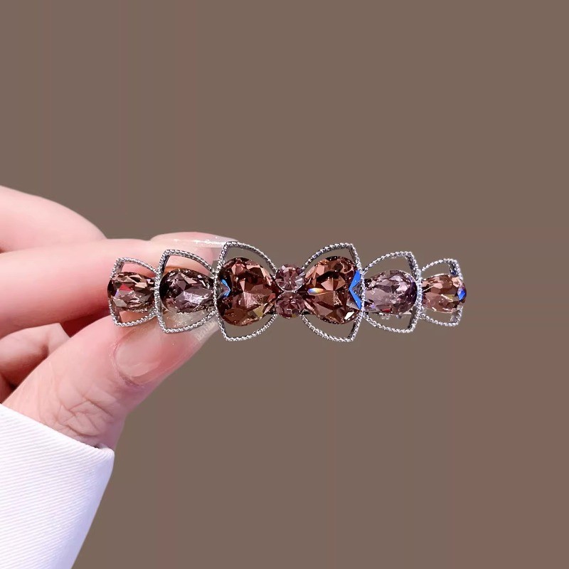 Kẹp tóc cao cấp phiên bản Hàn Quốc với pha lê nơ xoắn - Thích hợp để kẹp tóc mái và đầu lưng