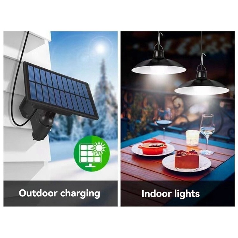 Mặt dây chuyền năng lượng mặt trời Đèn LED chống nước ngoài trời Đèn LED hai đầu Trang trí đèn chùm cho phòng chuồng ngoài trời