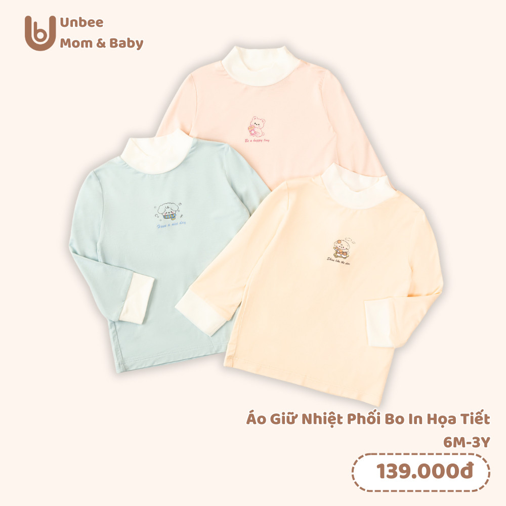 Áo giữ nhiệt cho bé trai bé gái UNBEE cổ 3cm chất tencel mềm mịn, giữ ấm - Áo thu đông cho bé