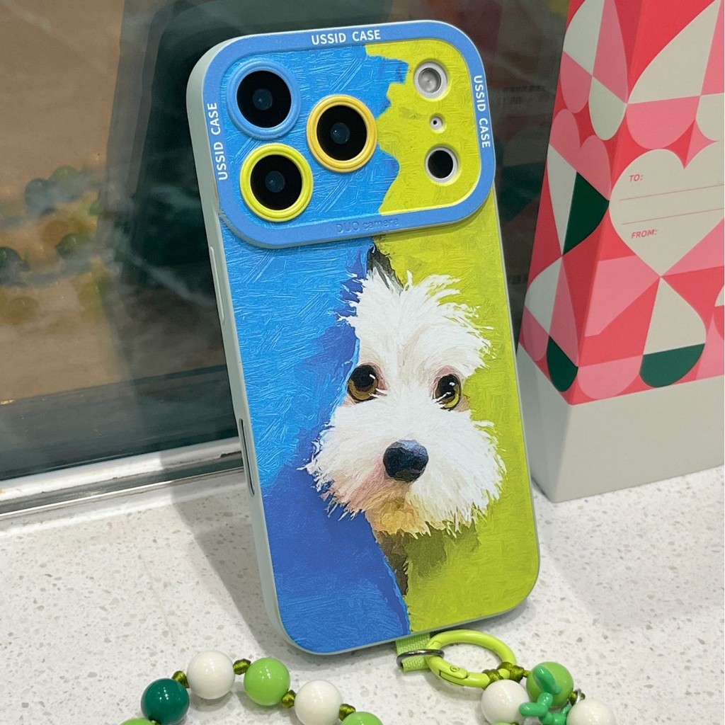 Sang Trọng Puppy Xanh Apple 17promax iphone16 Hoạt Hình 15 Dây Treo 13 Vỏ Điện Thoại Mềm 25.11.27