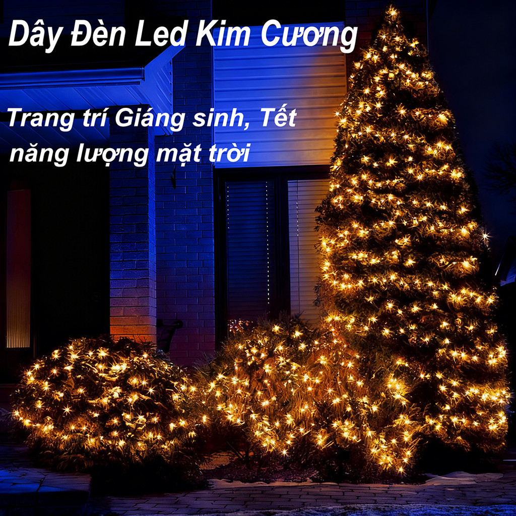 Dây Đèn Led Năng Lượng Mặt Trời 8 Chế Độ Có Nút Cảm Ứng Chống Nước Trang Trí Sân Vườn/Giáng Sinh/12m