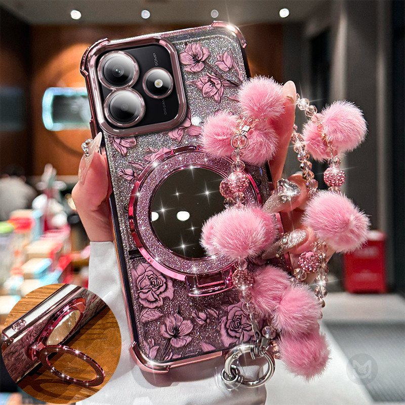 Vỏ Cho VIVO iQOO Z9 Z9X Z8 Z7i Z5 Z6X Z3 Z10 Turbo Mạ Gương Trang Điểm Vỏ Silicon Chống Sốc Có Dây Xích