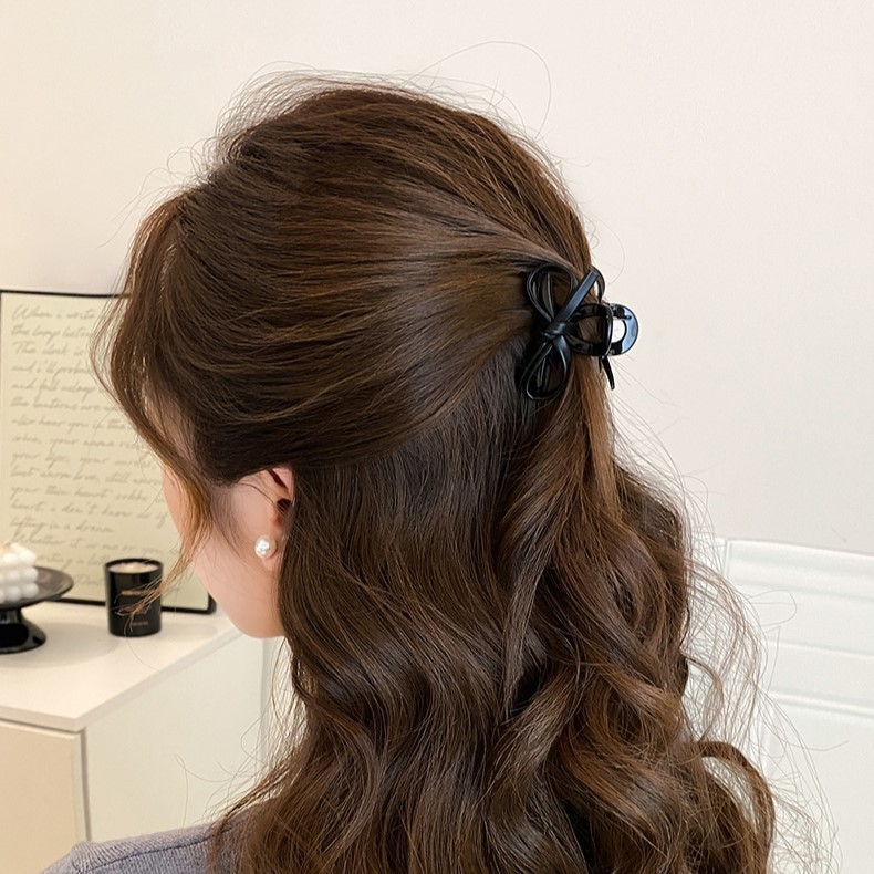 Kẹp tóc nơ da Mini Bangs Claw Clip